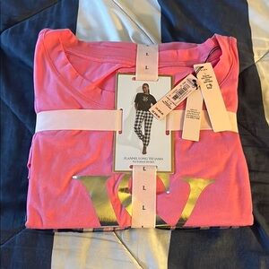 Pink Victoria's Secret Pajama Set - Flannel Long Tee-Jama - Size Large NWT